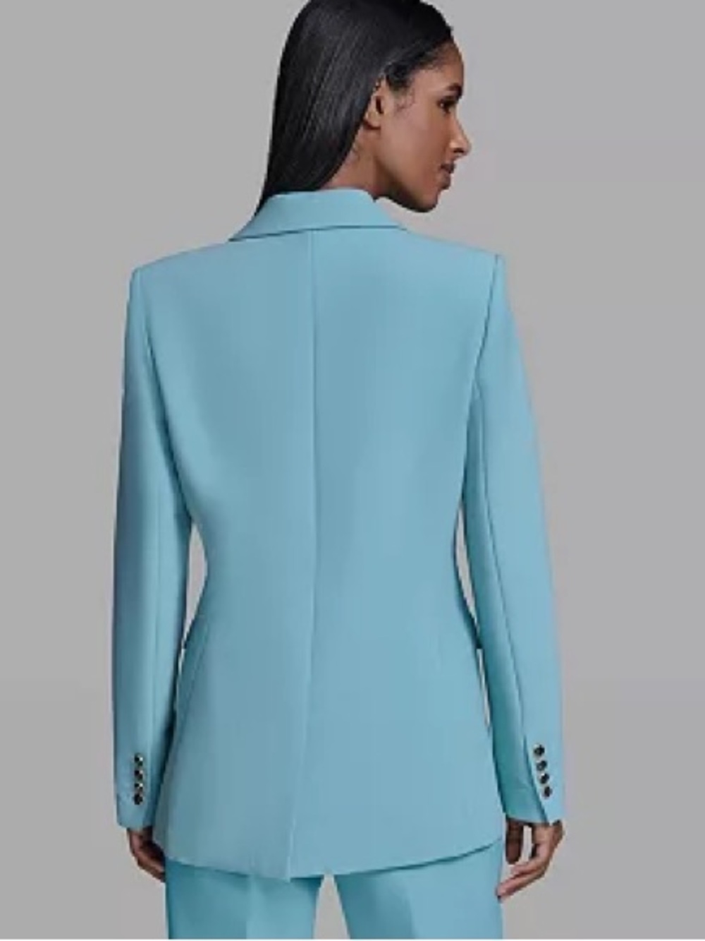 043- Karl Lagerfeld Blue Notch Lapel Collar One-Button Blazer Size 14 - Picture 2 of 2